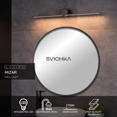 Настінний світильник для ванної Lucide MIZAR LED 1x6W 2700K IP44 Black, BLACK