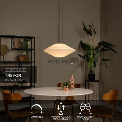 Підвісний світильник Lucide TREVOR &Oslash; 50 cm 1xE27 Opal, Opal