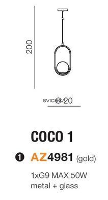 Подвесной светильник AZzardo COCO 1 Gold