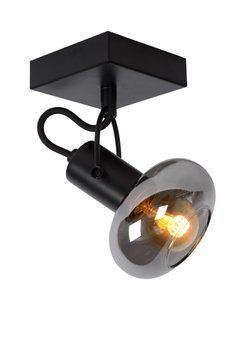 Стельовий точковий світильник Lucide MADEE 1xE14 Black, BLACK, Димчатий, Димчатий