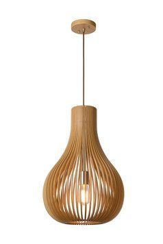 Підвісний світильник Lucide BODO &Oslash; 38 cm 1xE27 Light wood, Light wood, Дерево, Дерево