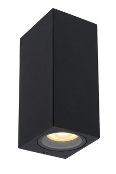 Настінний точковий світильник Lucide ZARO Indoor/Outdoor 2xGU10 IP44 Black, BLACK, Чорний, Чорний