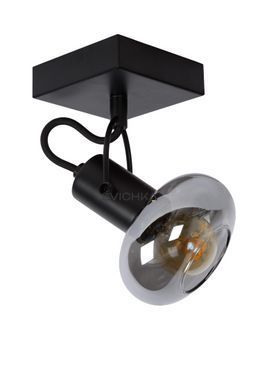 Стельовий точковий світильник Lucide MADEE 1xE14 Black, BLACK, Димчатий, Димчатий