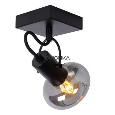 Стельовий точковий світильник Lucide MADEE 1xE14 Black, BLACK, Димчатий, Димчатий