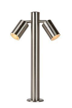 Вуличний стовпчик Lucide ARNE LED &Oslash; 6,3 cm LED GU10 2x5W 2700K IP44 Satin Chrome, Satin Chrome
