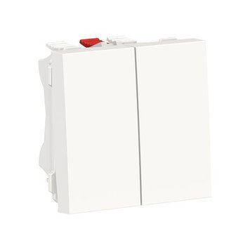 Переключатель Schneider Electric Unica New 2-клавишный, схема 6, 10А, 2 модуля