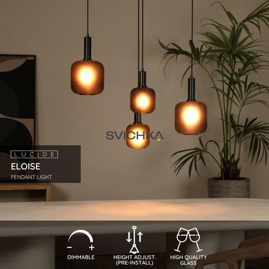 Підвісний світильник Lucide ELOISE 4xE27 Black, BLACK, Антрацит, Антрацит