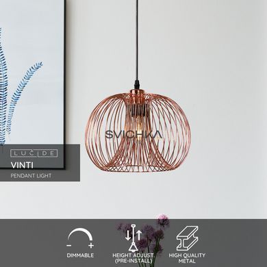 Підвісний світильник Lucide VINTI &Oslash; 30 cm 1xE27 Copper, Copper, Мідний, Мідний