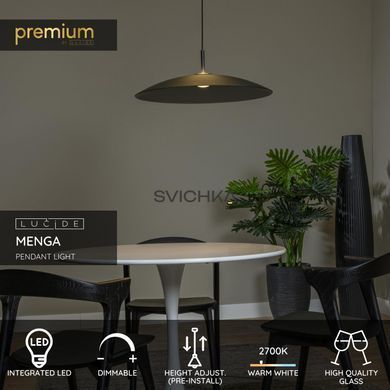 Підвісний світильник Lucide MENGA &Oslash; 60 cm LED Dim. 1x18,6W 2700K Smoke Grey, Smoke Grey, Димчатий, Димчатий