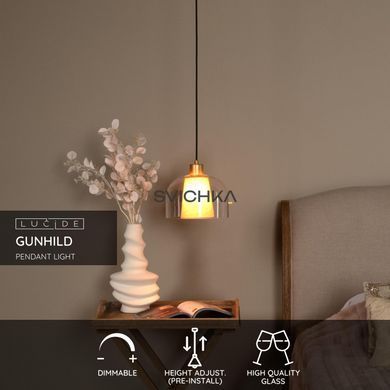Підвісний світильник Lucide GUNHILD &Oslash; 24 cm 1xE27 Transparant, Transparant