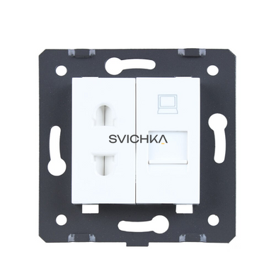 Механизм универсальная розетка и компьютерная розетка RJ-45 Livolo