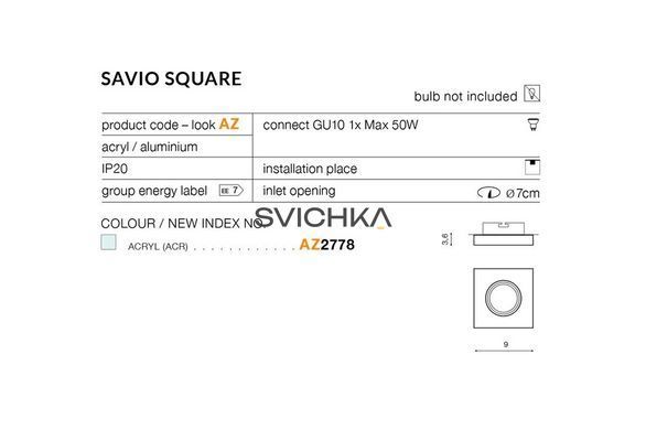 Точечный светильник Azzardo Savio Square AZ2778