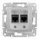 Подвійна комп'ютерна розетка RJ45 UTP кат.5е Schneider Electric Sedna, алюминий, Алюміній