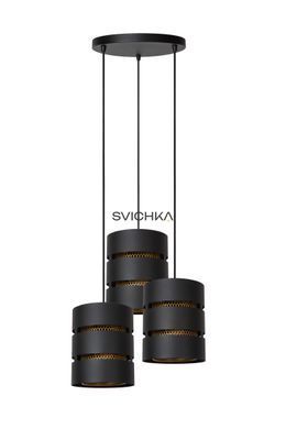 Підвісний світильник Lucide ROSAS &Oslash; 43 cm 3xE27 Black, BLACK, Matt Gold / Brass, Чорний