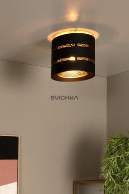 Стельовий світильник Lucide ROSAS &Oslash; 26 cm 1xE27 Black, BLACK, Matt Gold / Brass, Чорний