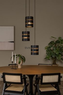 Підвісний світильник Lucide ROSAS &Oslash; 43 cm 3xE27 Black, BLACK, Matt Gold / Brass, Чорний