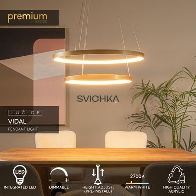 Подвесной светильник Lucide VIDAL &Oslash; 78 cm LED Dim. 1x92W 2700K Matt Gold / Brass