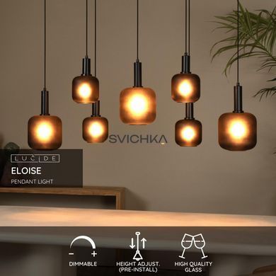 Підвісний світильник Lucide ELOISE 7xE27 Black, BLACK, Антрацит, Антрацит