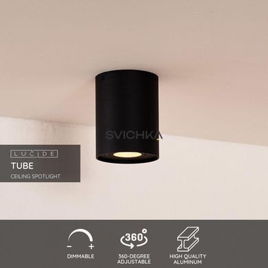 Потолочный точечный светильник Lucide TUBE &Oslash; 9,6 cm 1xGU10 Black