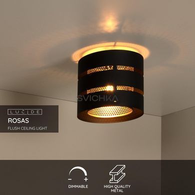 Стельовий світильник Lucide ROSAS &Oslash; 26 cm 1xE27 Black, BLACK, Matt Gold / Brass, Чорний