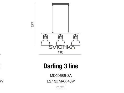 Люстра Azzardo AZ2144 Darling 3 Line Black, Чорний, Бежевий, Мідний, Чорний