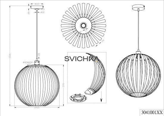 Підвісний світильник Trio 304100106 Zucca, Хром, Сірий