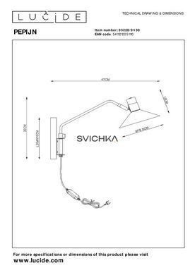 Настінний світильник Lucide PEPIJN 1xE14 Black, BLACK
