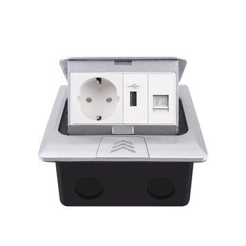 Напольная розетка с плавным открытием USB LAN Livolo