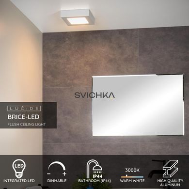 Потолочный светильник для ванной Lucide BRICE LED LED Dim. 1x15W 3000K IP44 White