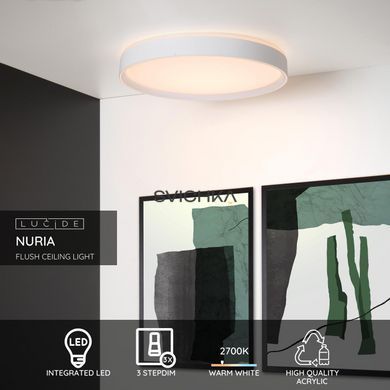 Стельовий світильник Lucide NURIA &Oslash; 50 cm LED Dim. 1x36W 2700K White, WHITE