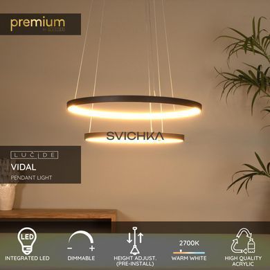 Підвісний світильник Lucide VIDAL &Oslash; 78 cm LED Dim. 1x92W 2700K Black, BLACK