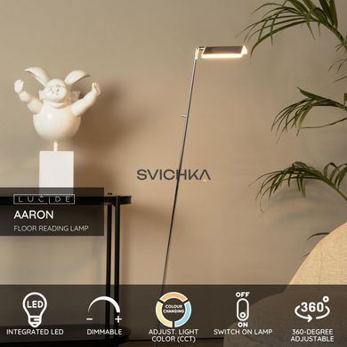 Підлогова лампа для читання Lucide AARON LED Dim. 1x12W 2700K/4000K Matt Gold / Brass, Matt Gold / Brass