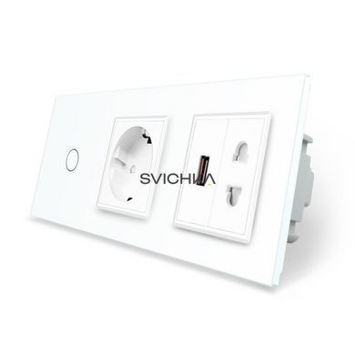 Умный сенсорный проходной/перекрестный выключатель 1 сенсор 1 розетка 1 USB 1 розетка универсальная Livolo