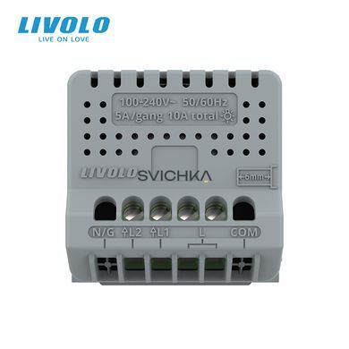 Сенсорний димер LIVOLO, 2-сенсорний, 2А 230В, без нейтралі (VL-FC2D2-2G)
