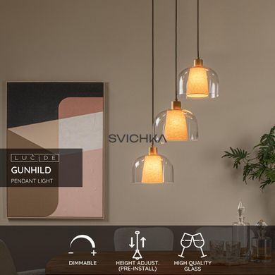 Підвісний світильник Lucide GUNHILD 3xE27 Transparant, Transparant